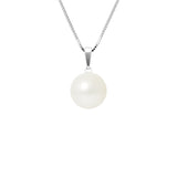 PERLINEA- Collier- Perle de Culture d'Eau Douce- Diamètre 9-10 mm Blanc- Bijou Femme- Argent 925 Millièmes