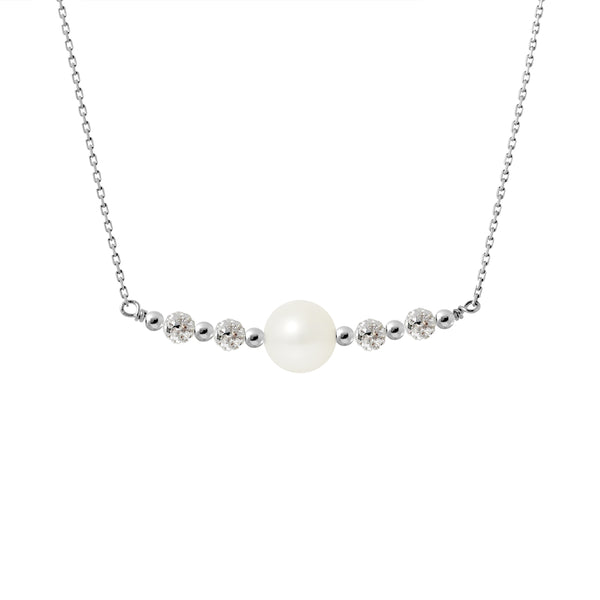 PERLINEA- Collier- Perle de Culture d'Eau Douce- Diamètre 9-10 mm Blanc- Bijou Femme- Argent 925 Millièmes