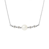 PERLINEA- Collier- Perle de Culture d'Eau Douce- Diamètre 9-10 mm Blanc- Bijou Femme- Argent 925 Millièmes