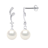 Boucles d'Oreilles "FANTAISIES" avec Perles Blanches et  Oxydes de Zyrconium