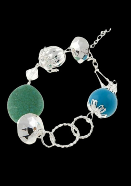 Bracelet Femme Cristian Lay 436210 Bleu Vert Acier Argenté (23 cm)