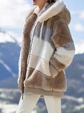 Manteau d'hiver à capuche pour femme, vêtement décontracté avec fermeture éclair, veste en cachemire  nouvelle collection
